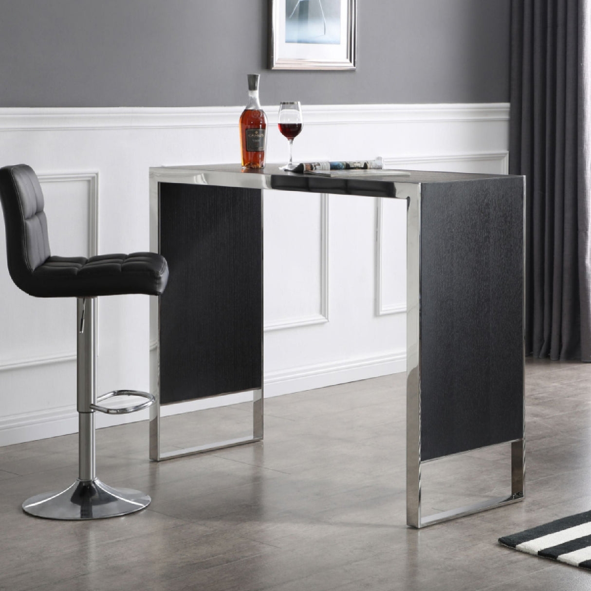 Black Oak Bar Table – Manston – angled view