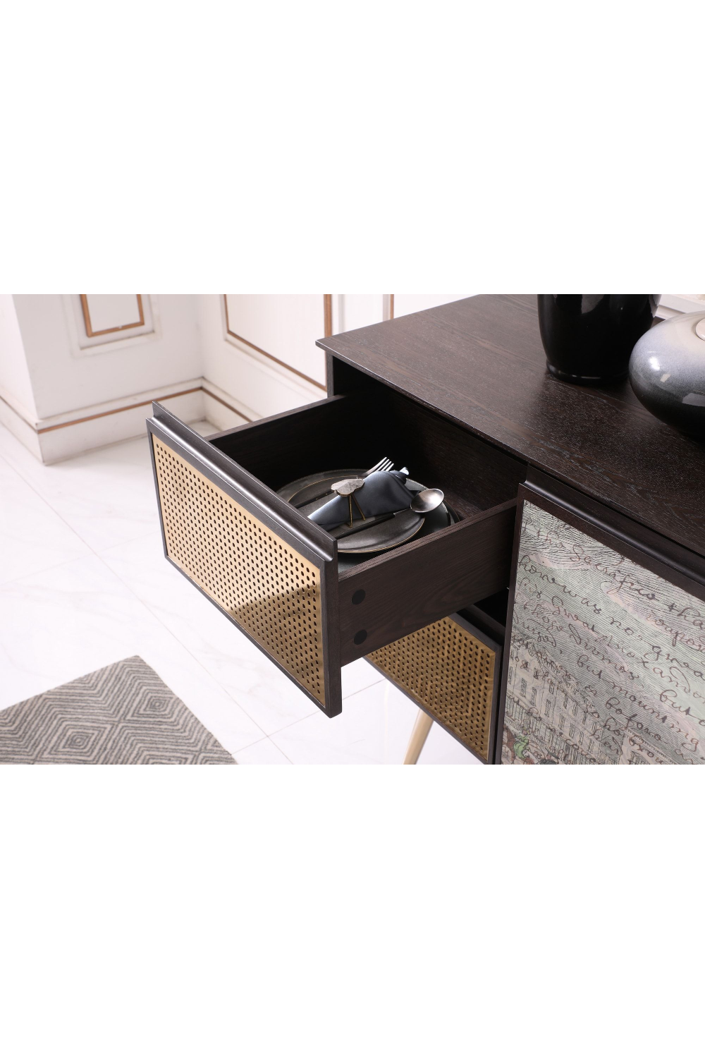 Smoked Ash 3-Door Sideboard | OROA Modern Phelan | Oroa.com