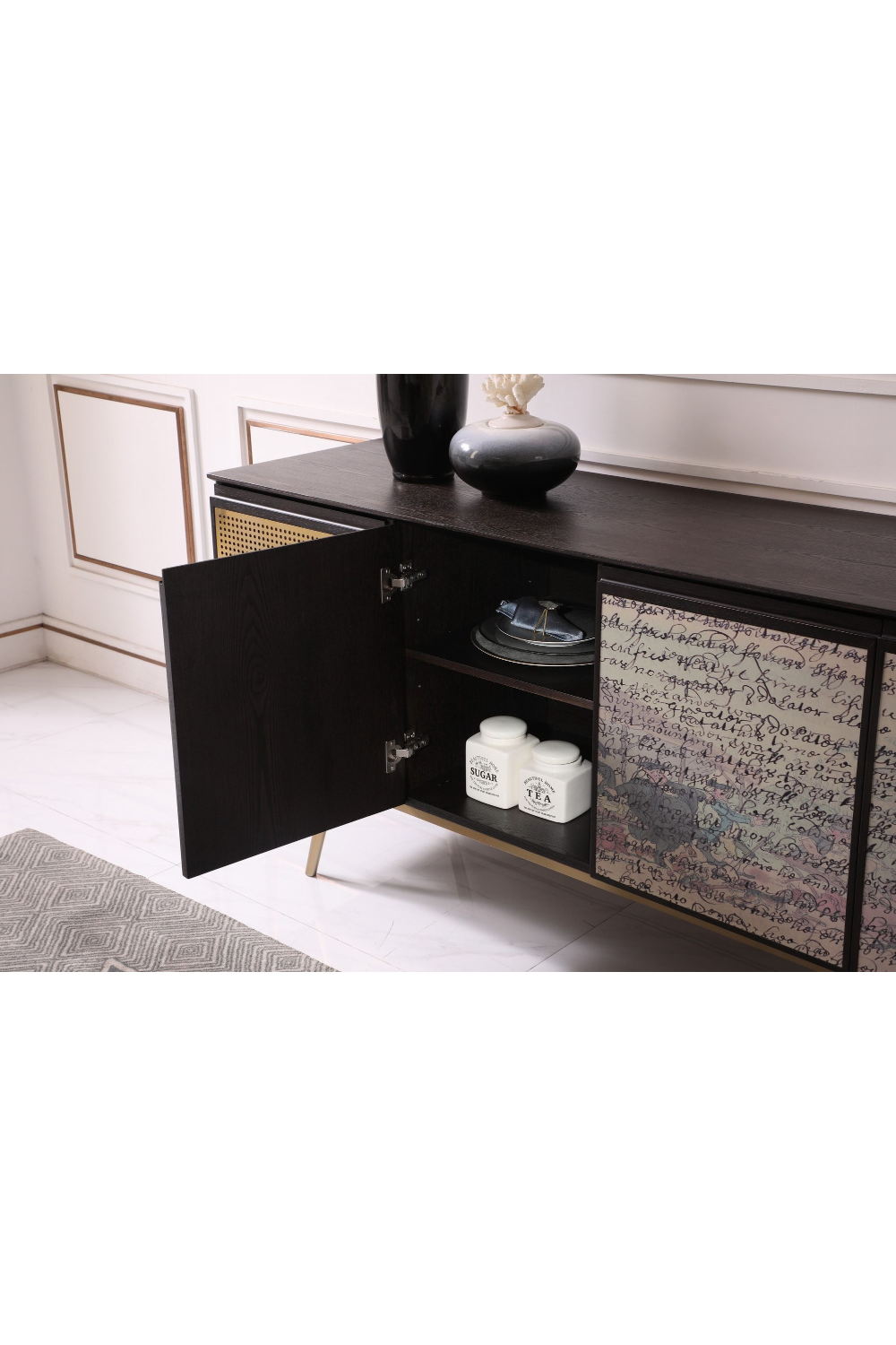 Smoked Ash 3-Door Sideboard | OROA Modern Phelan | Oroa.com