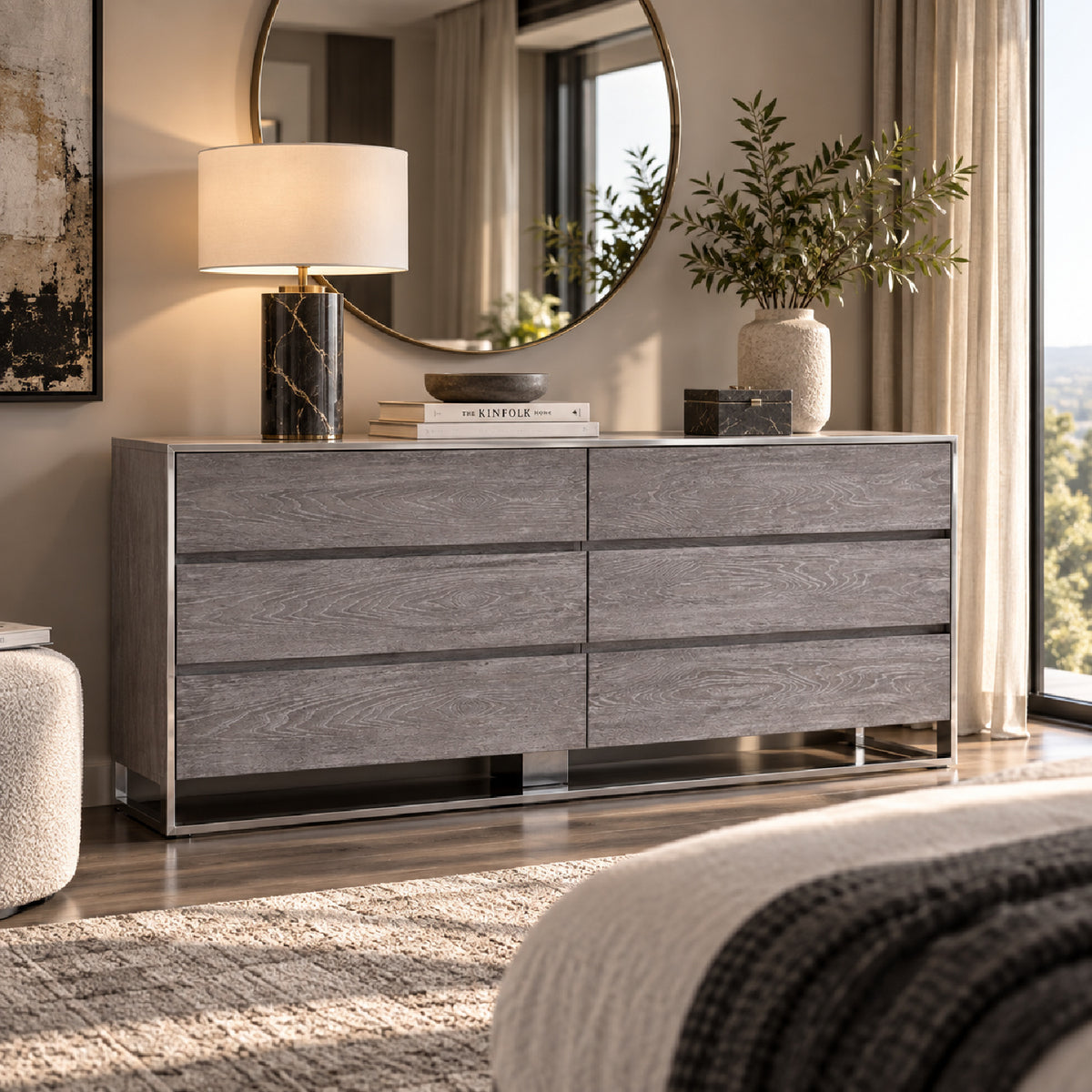Gray Elm 6-Drawer Dresser | OROA Modern Arlene