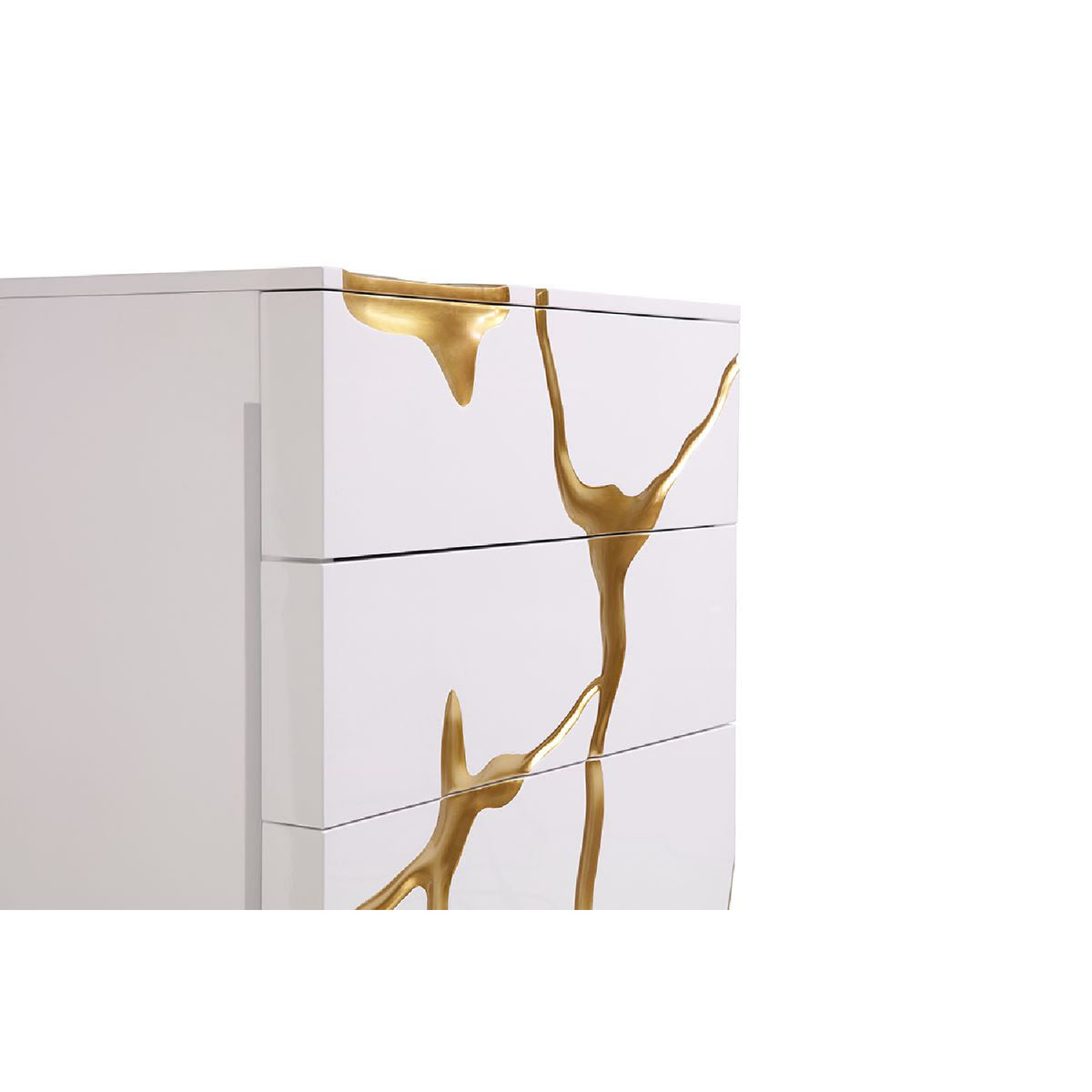 White & Gold 5-Drawer Chest | OROA Modern Aspen