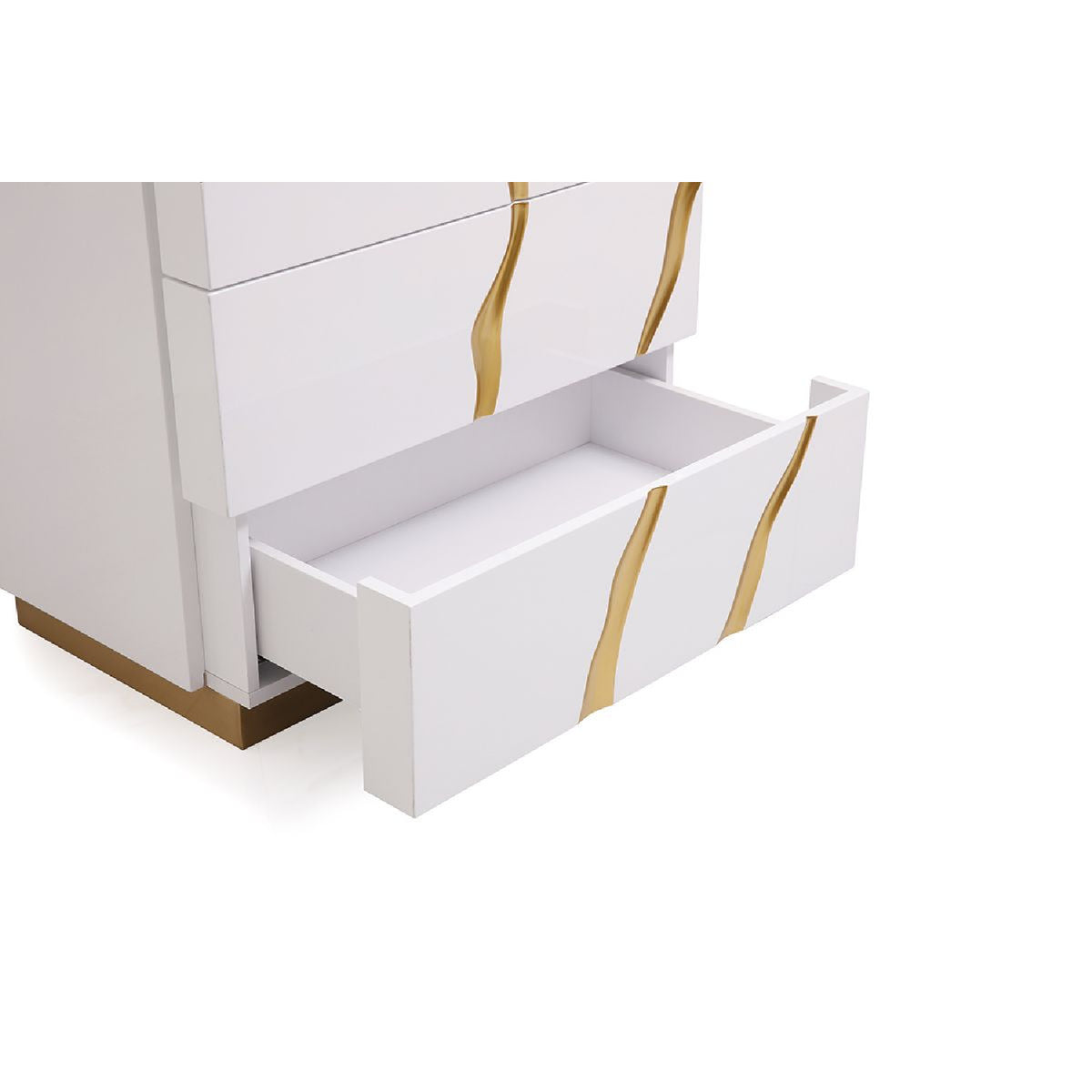 White & Gold 5-Drawer Chest | OROA Modern Aspen