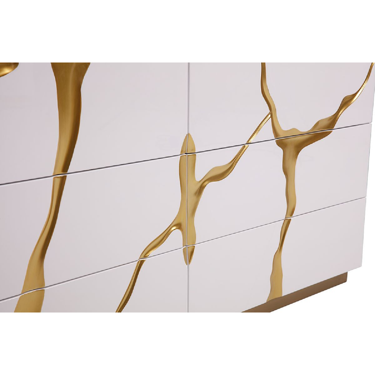 White & Gold 6-Drawer Dresser | OROA Modern Aspen