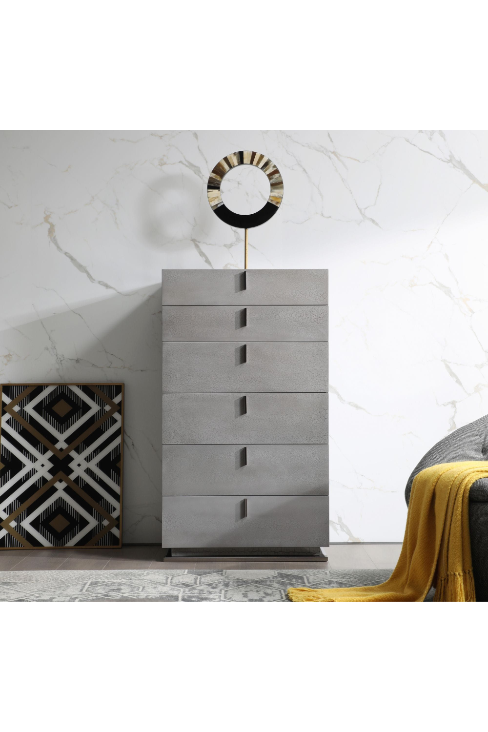 Gray Crackle 6-Drawer Chest | Oroa.com