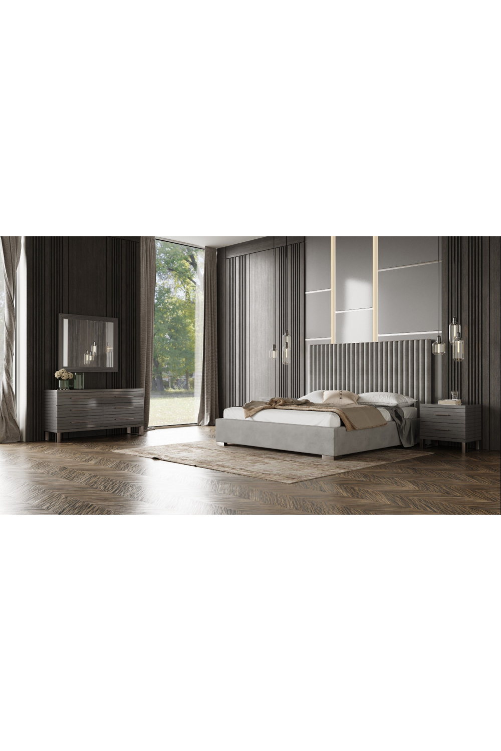 Gray Slatted 6-Drawer Dresser | OROA Modern Splendor | Oroa.com