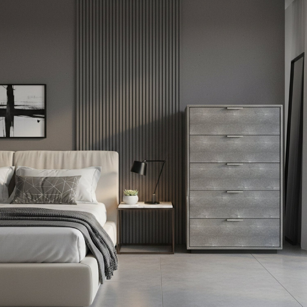 Dark Shagreen 5-Drawer Chest | OROA Modern Dynasty | Oroa.com