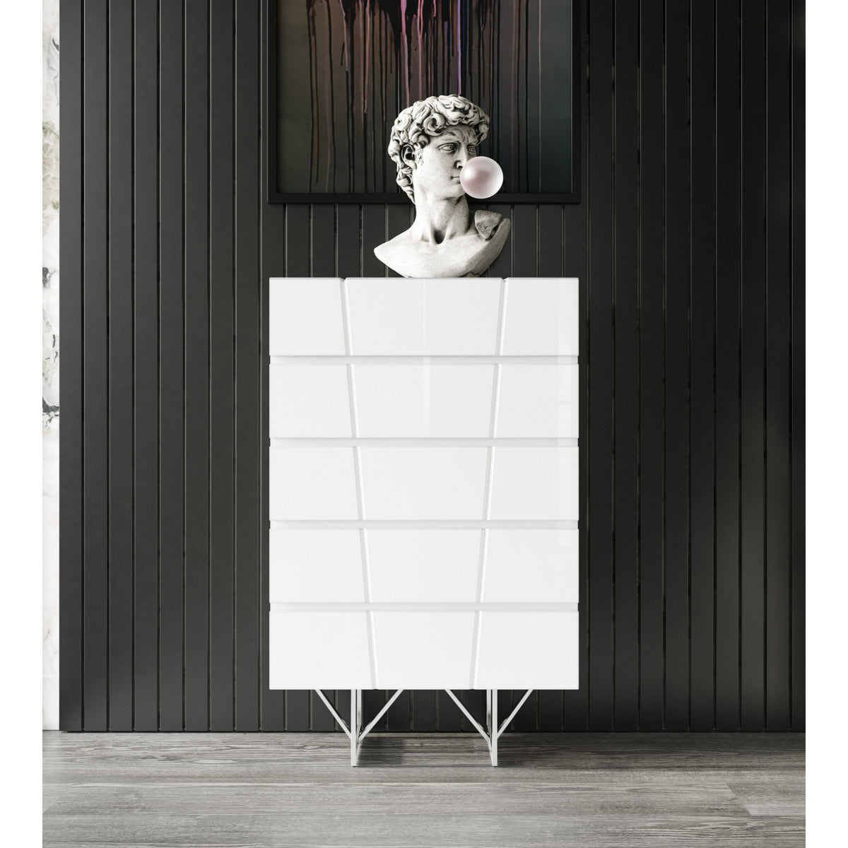 White Gloss 5-Drawer Chest | OROA Modern Chrysler