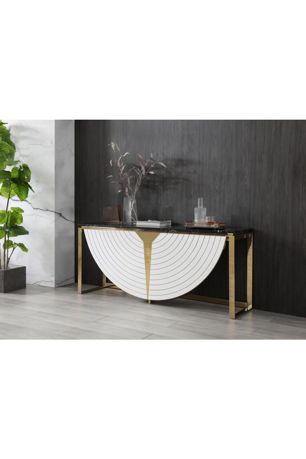 Gold-Framed Black Marble Console | OROA Modern Flavio | Oroa.com