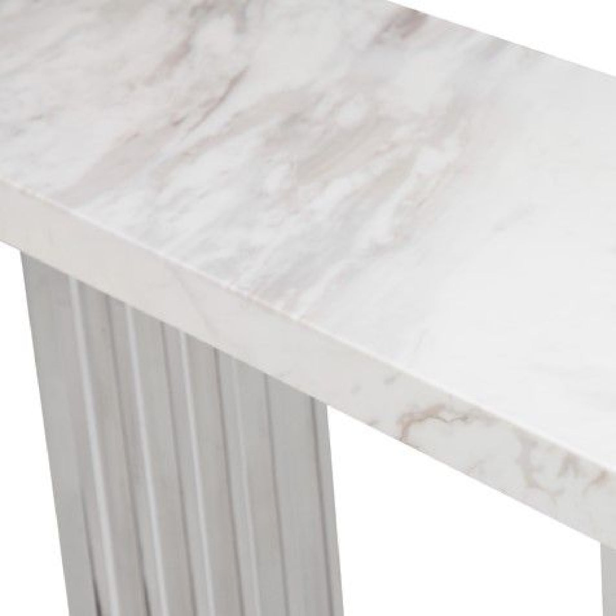 White Marble & Stainless Steel Console Table | OROA Modern Kingsley