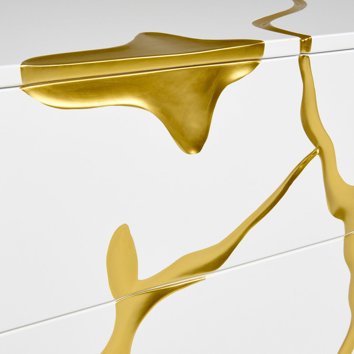 White & Gold 2-Drawer Nightstand | OROA Modern Aspen