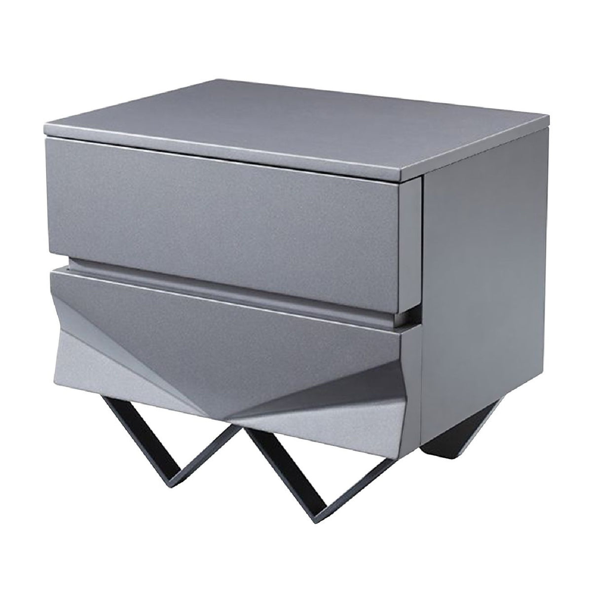 2-Drawer Matte Gray Nightstand | OROA Modern Duke