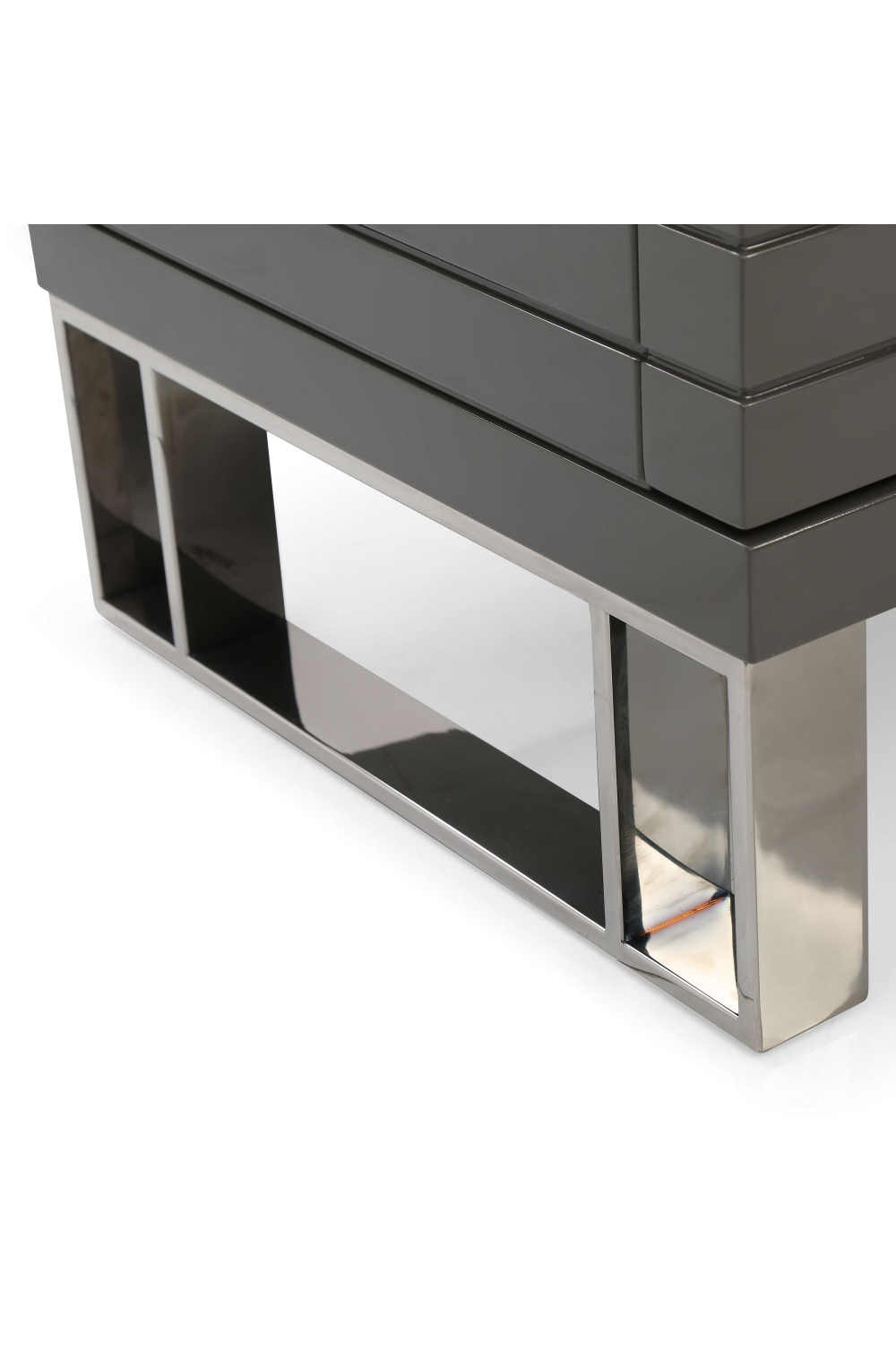 Gray Slatted 2-Drawer Nightstand | Oroa.com