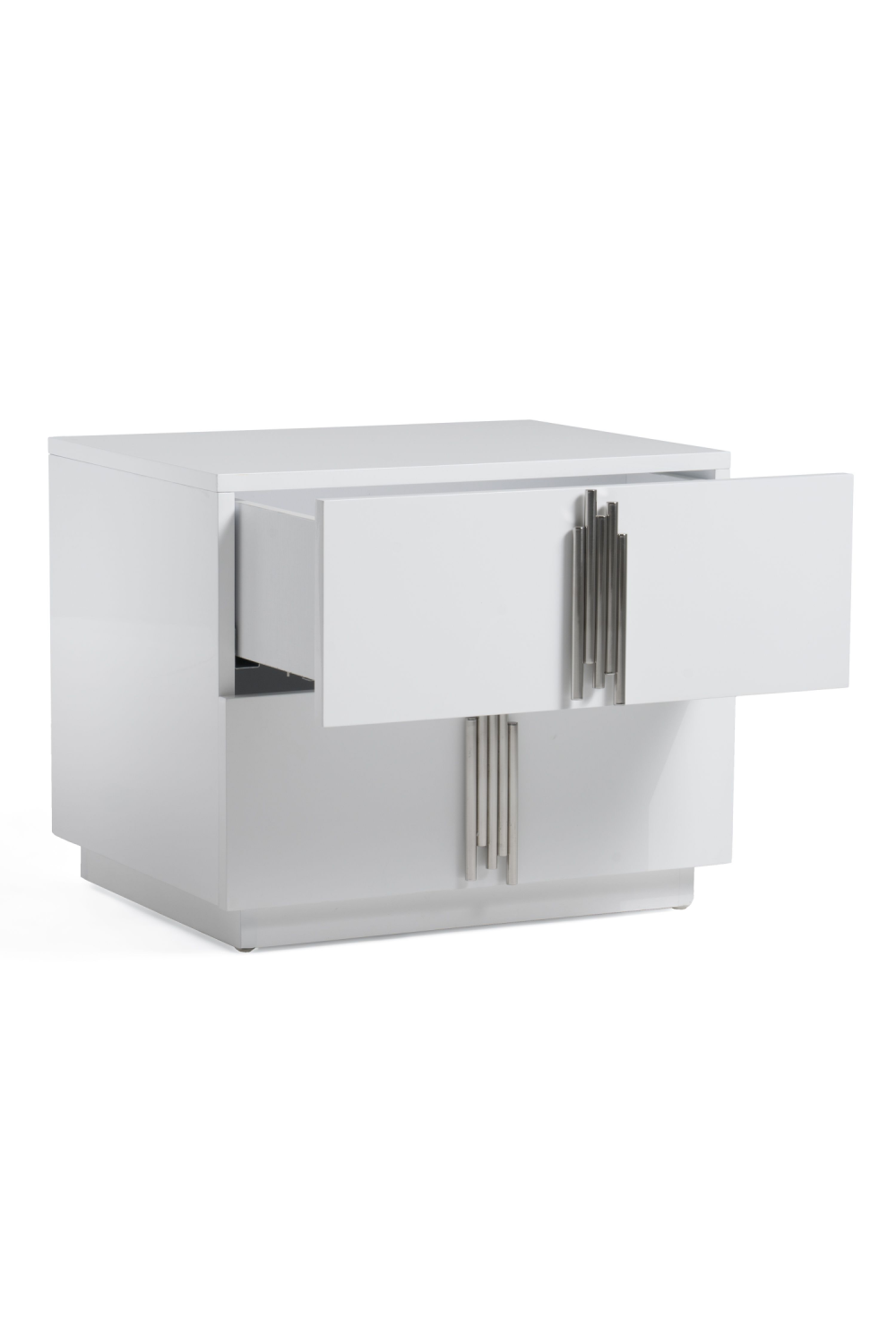White High-Gloss 2-Drawer Nightstand | OROA Modern Token | Oroa.com