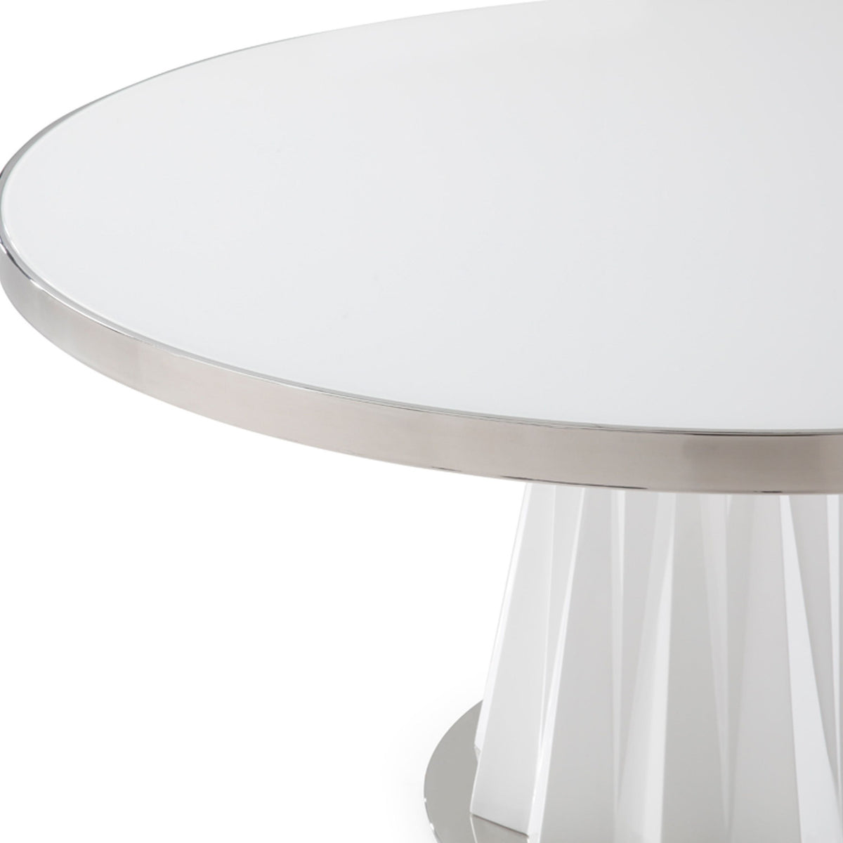 Round White Glass Dining Table | OROA Modern Cabaret