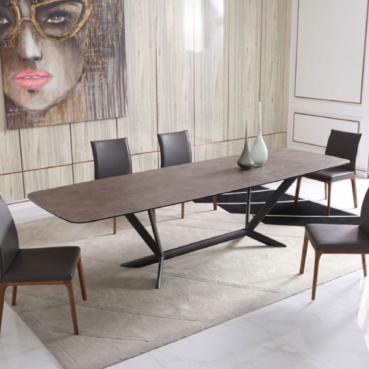 Gray Ceramic Dining Table – Herzog – angled view