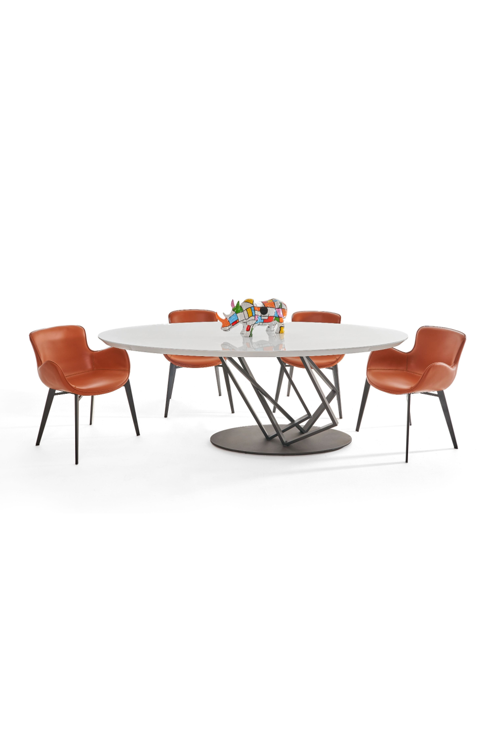 Oval Frosted Glass Dining Table | OROA Modern Corbett | Oroa.com
