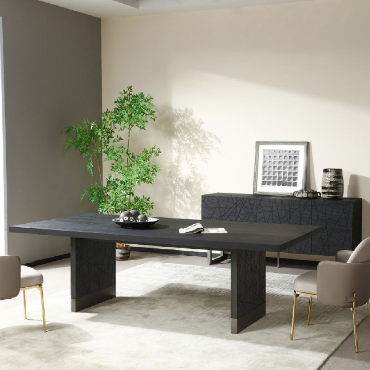 Black Ash Dining Table – Kenda – angled view