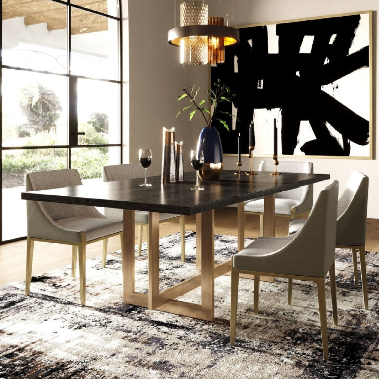 Black Ash Dining Table – Pike – angled view