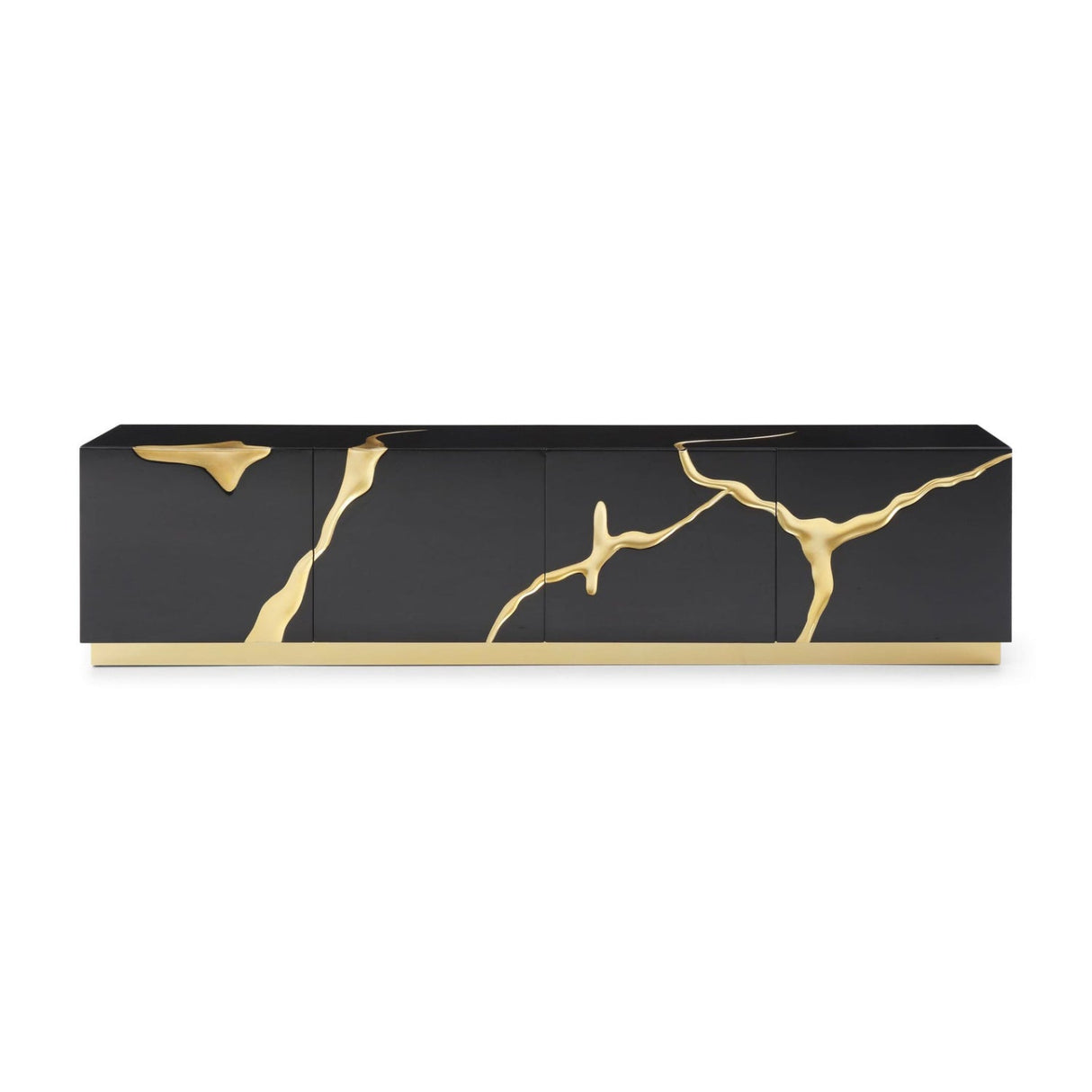 Black High Gloss & Gold TV Stand | OROA Modern Aspen | Oroa.com