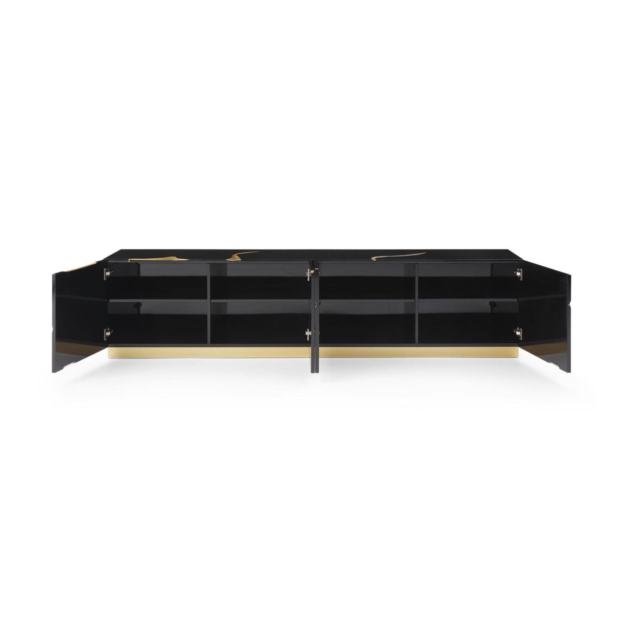 Black High Gloss & Gold TV Stand | OROA Modern Aspen | Oroa.com