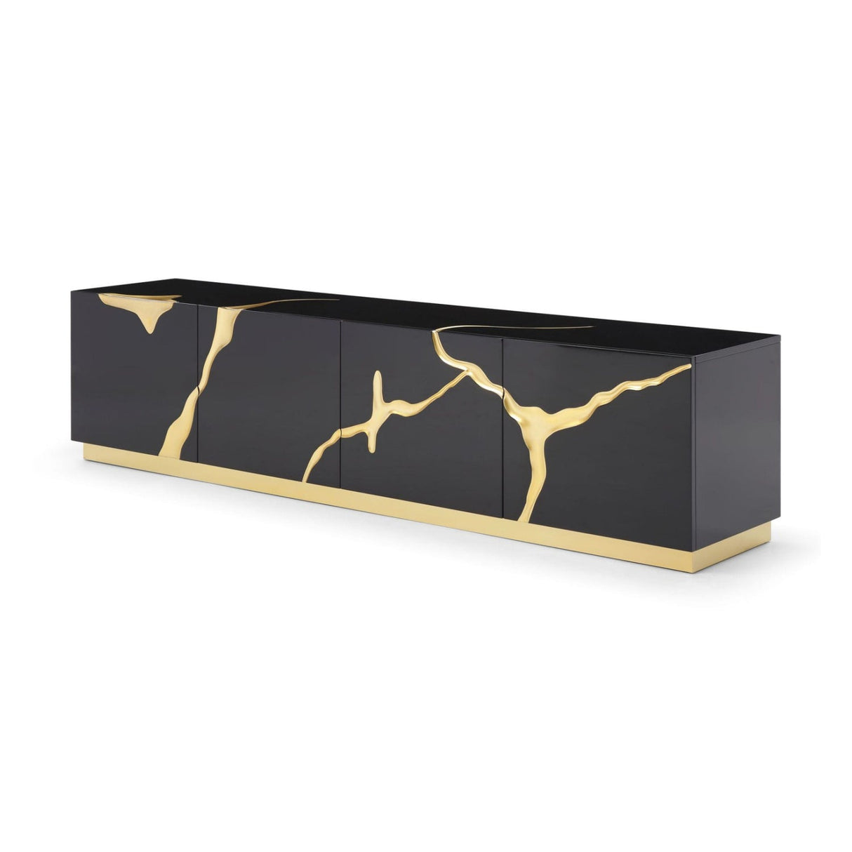 Black High Gloss & Gold TV Stand | OROA Modern Aspen | Oroa.com