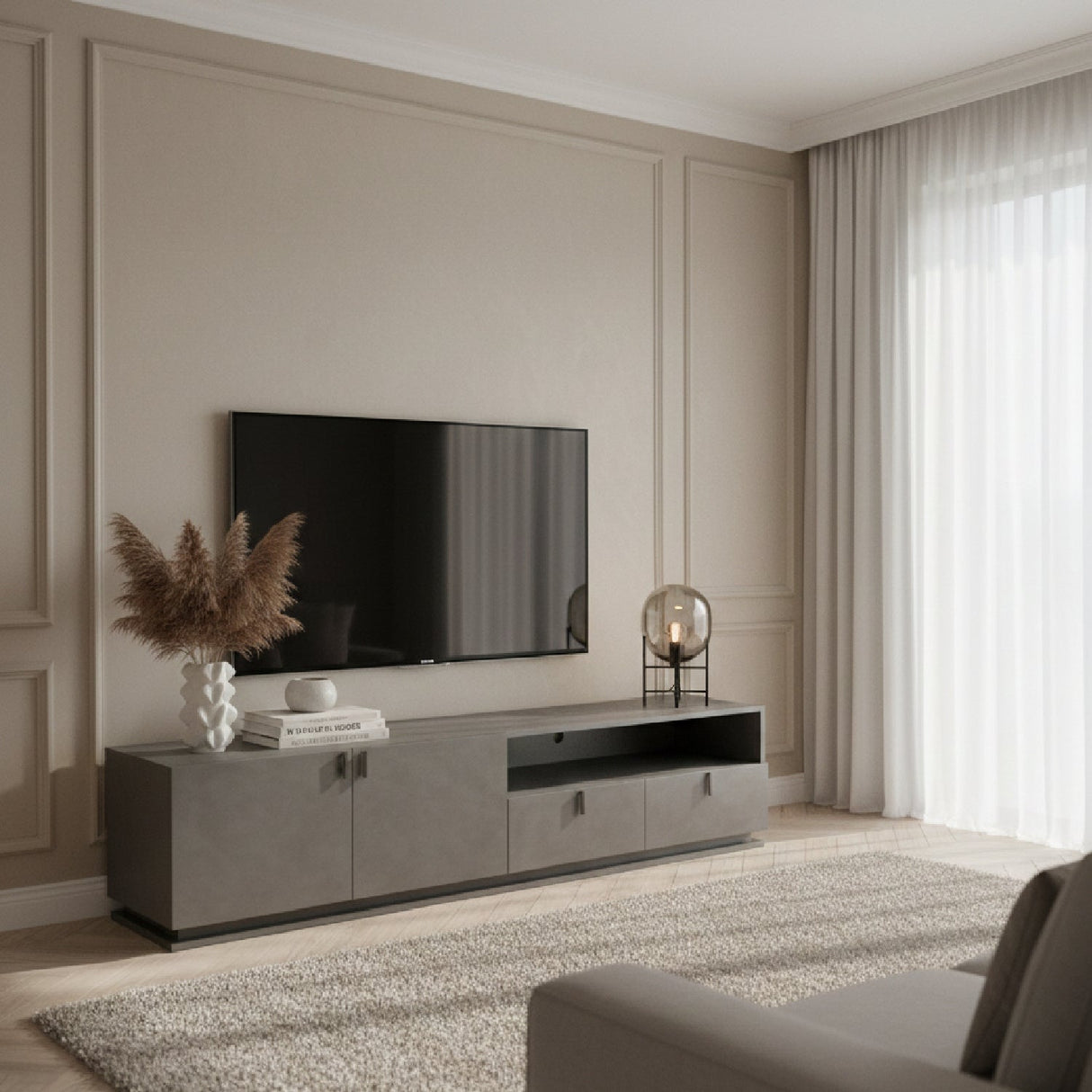Gray Crackle TV Stand | OROA Modern Buckley | Oroa.com