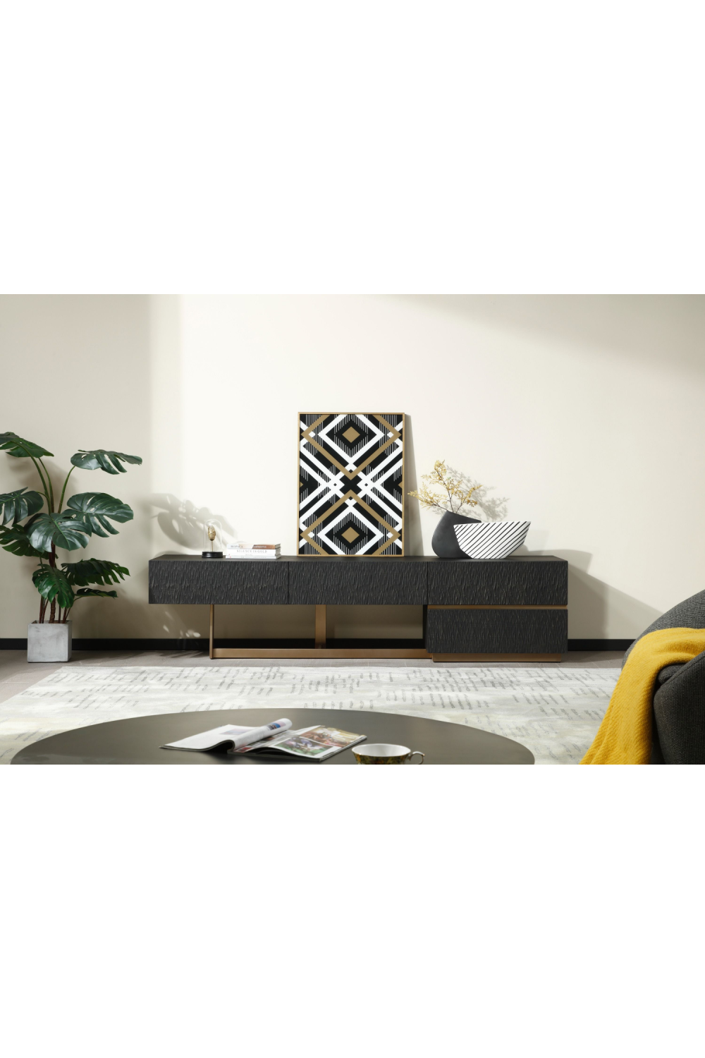 Black Ash 4-Drawer TV Stand | Oroa.com