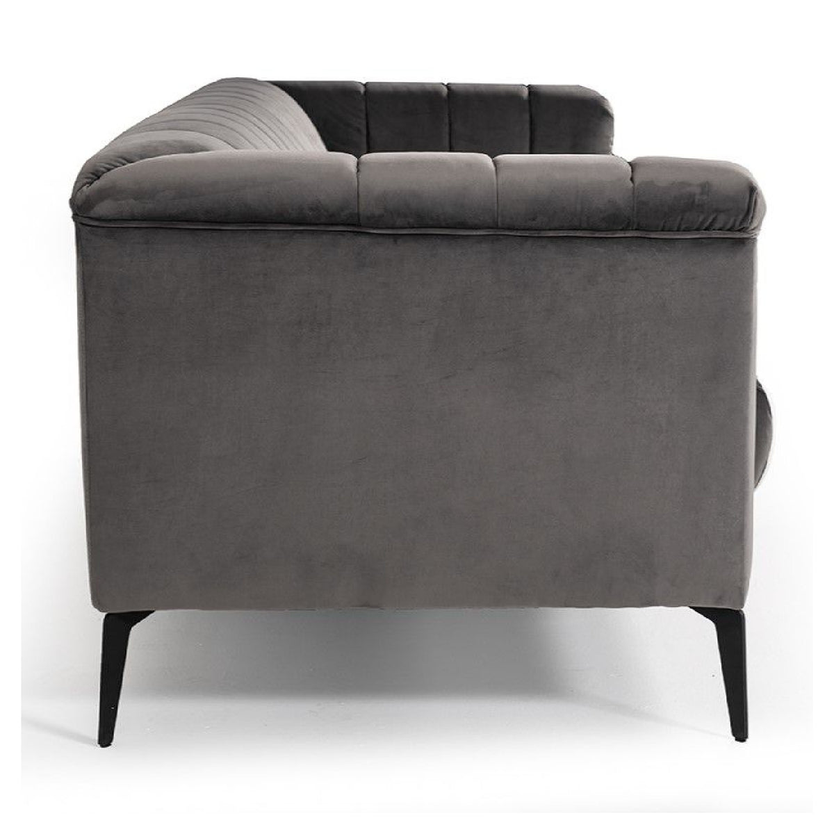 Gray Velvet Channeled Sofa | OROA Modern Jeremy