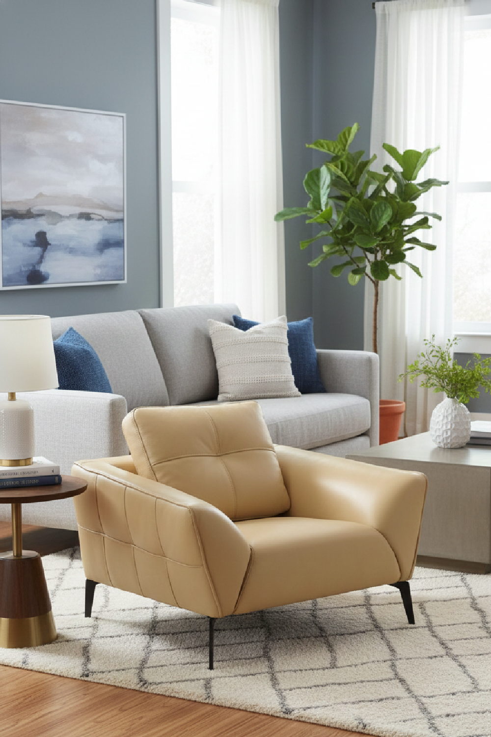 Beige Leather Lounge Chair | OROA Modern Forge | Oroa.com