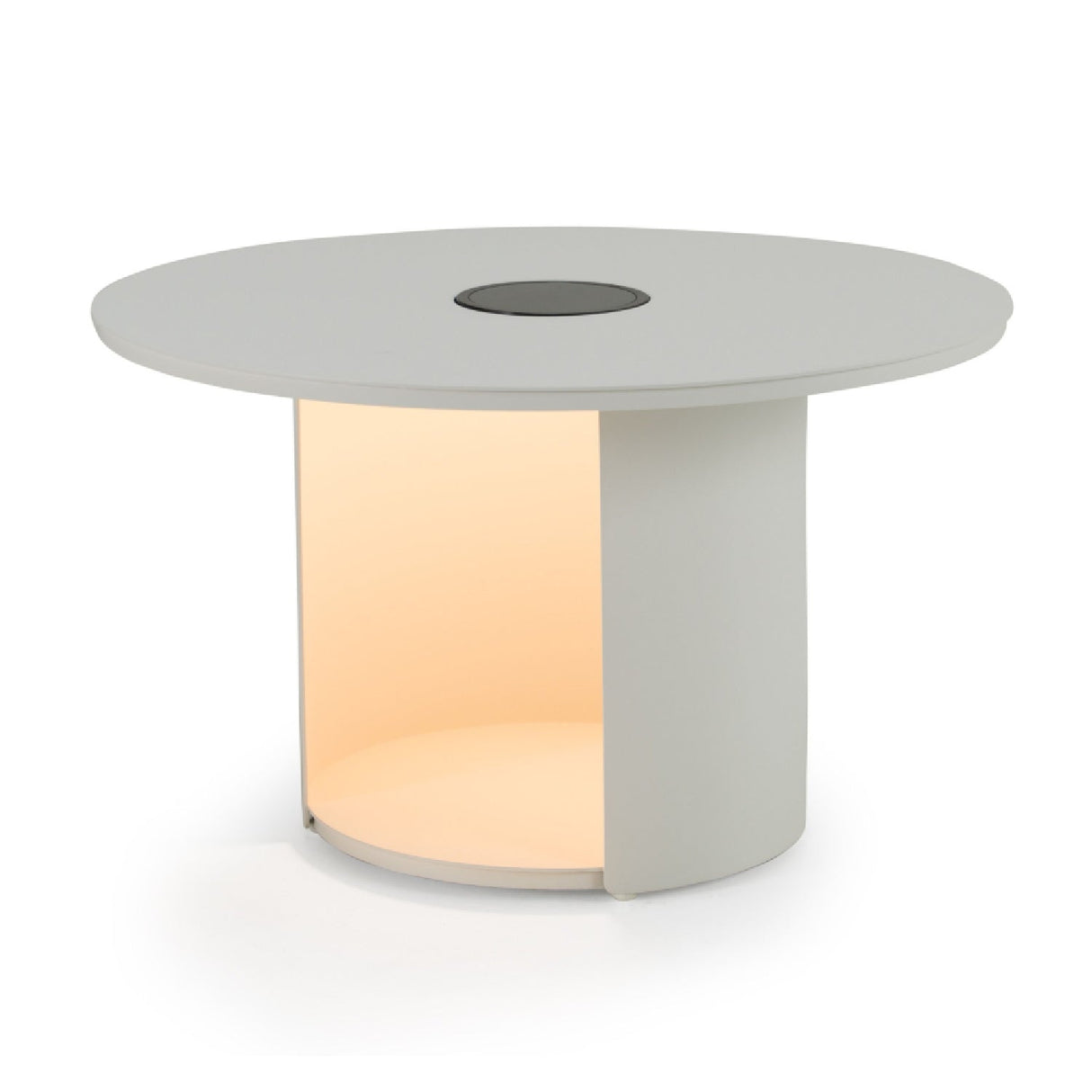 Outdoor White End Table with Solar Light M – Onza – rear view