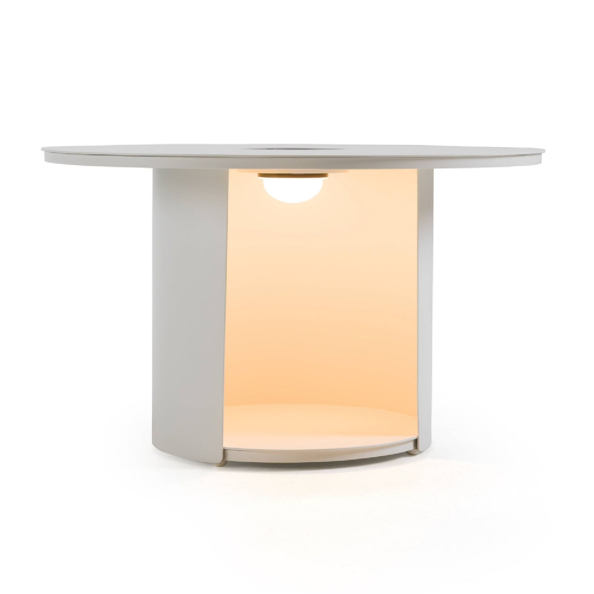 Outdoor White End Table with Solar Light M – Onza – front view