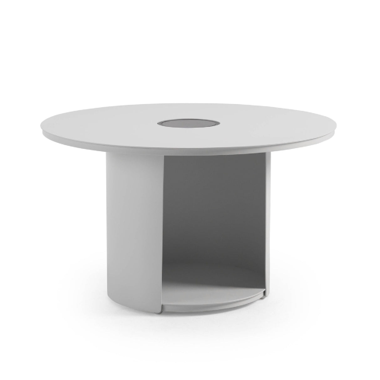 Outdoor White End Table with Solar Light M – Onza – side view