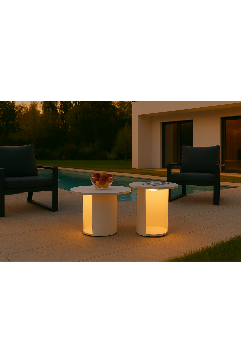 Outdoor White End Table with Solar Light M | OROA Modern Onza | Oroa.com