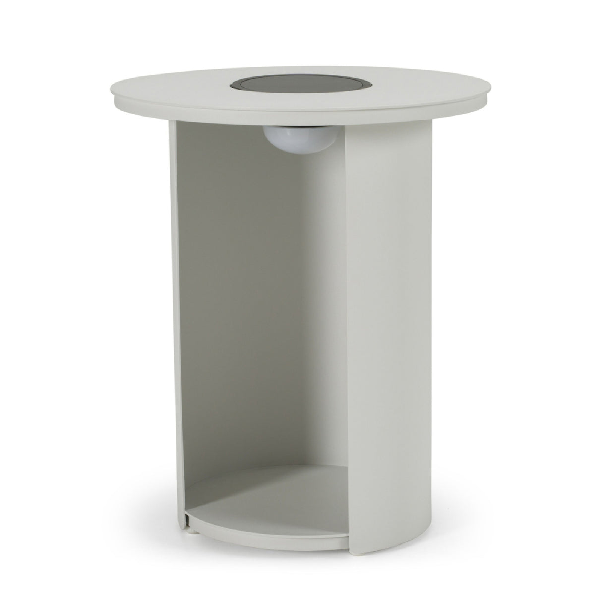Outdoor White End Table with Solar Light S – Onza – front view