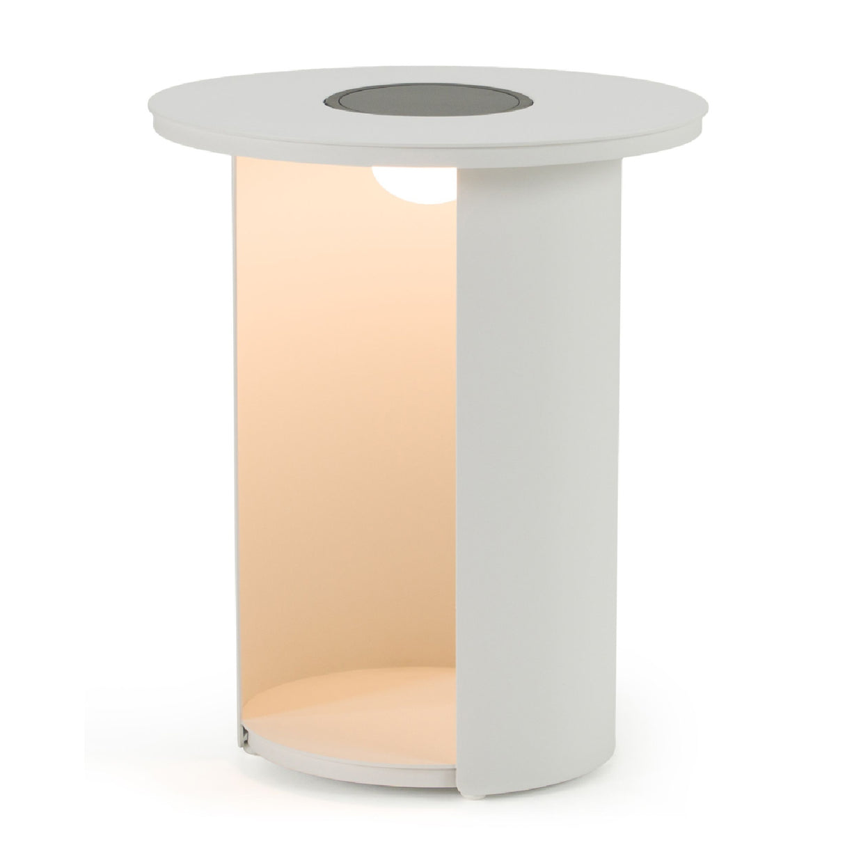 Outdoor White End Table with Solar Light S – Onza – side view