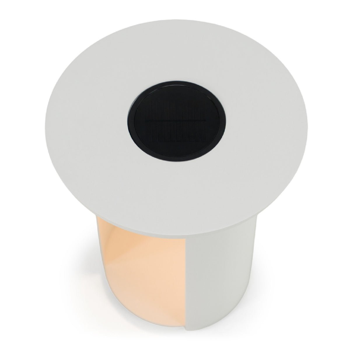 Outdoor White End Table with Solar Light S – Onza – rear view
