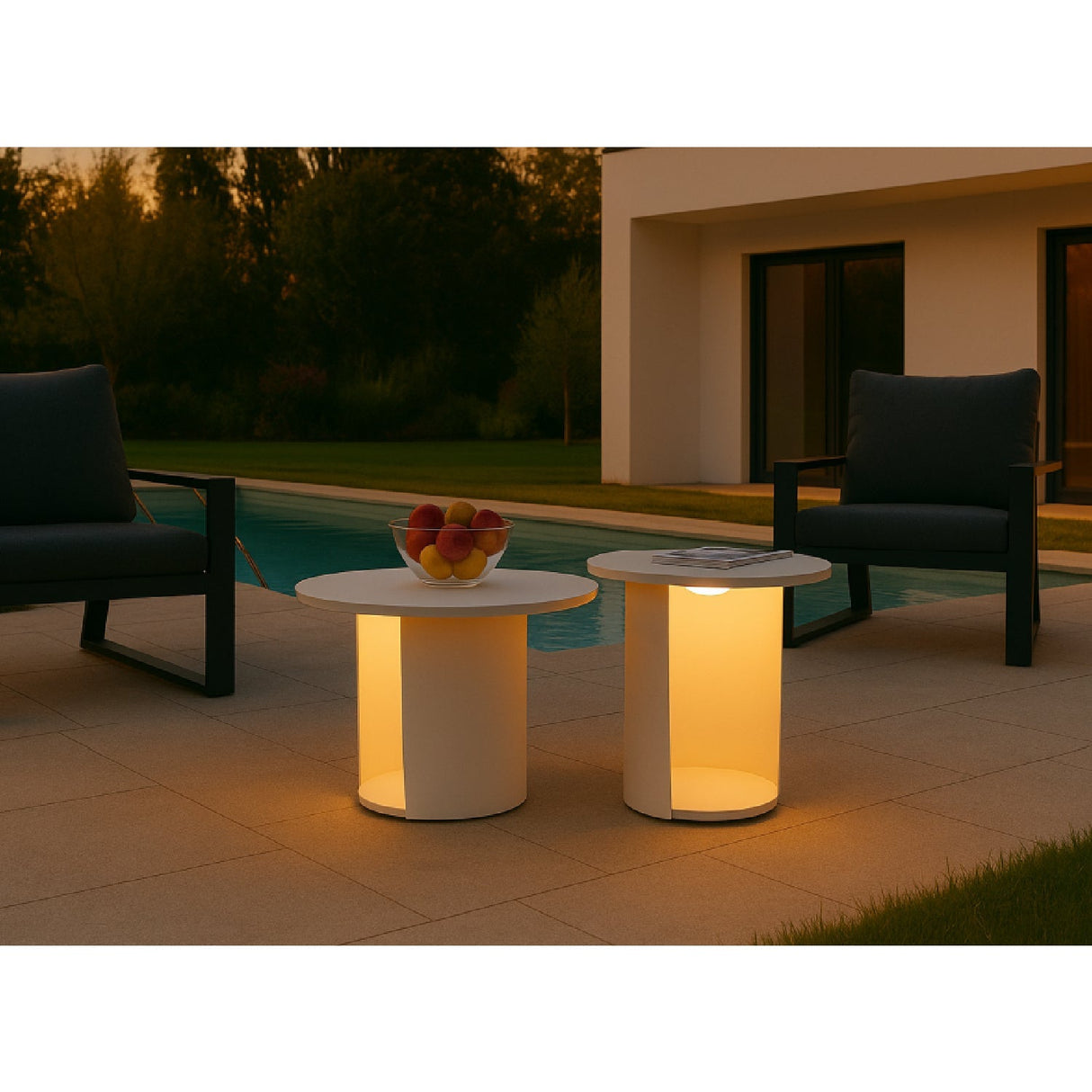 Outdoor White End Table with Solar Light S – Onza – alternate view 7