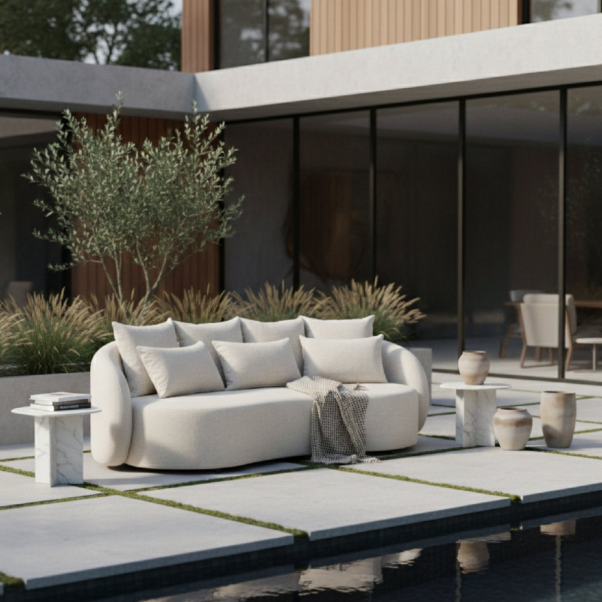 Beige Outdoor Sofa – Tabarca – angled view