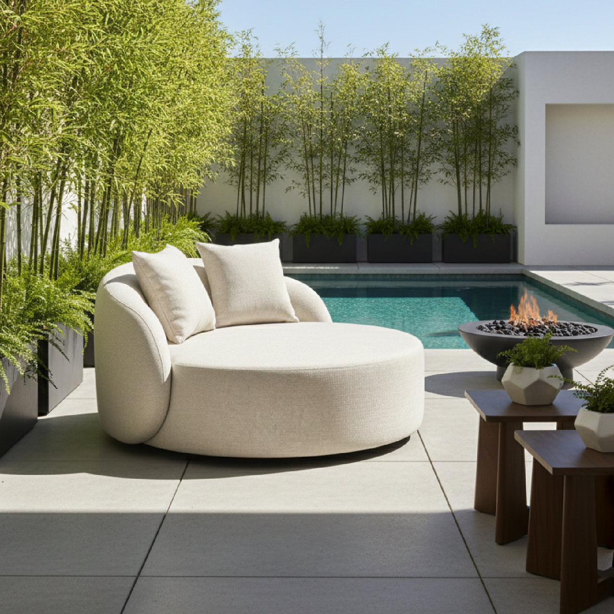 Beige Outdoor Daybed – Tabarca – angled view
