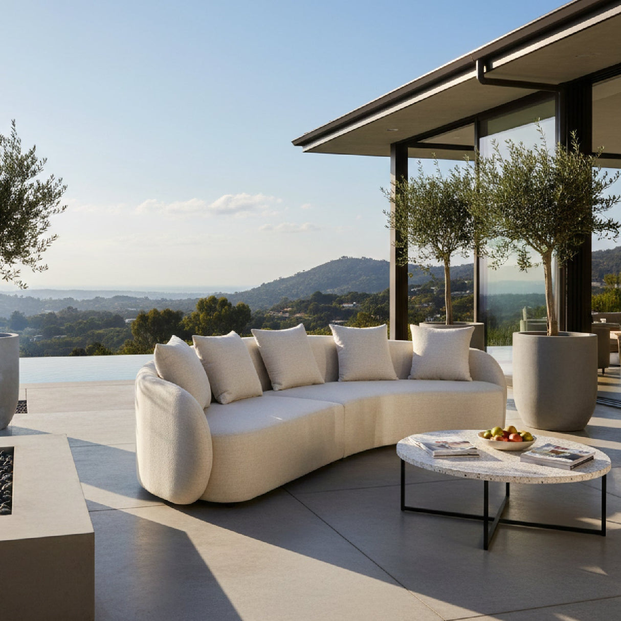 Beige Outdoor Sectional Sofa – Tabarca – angled view