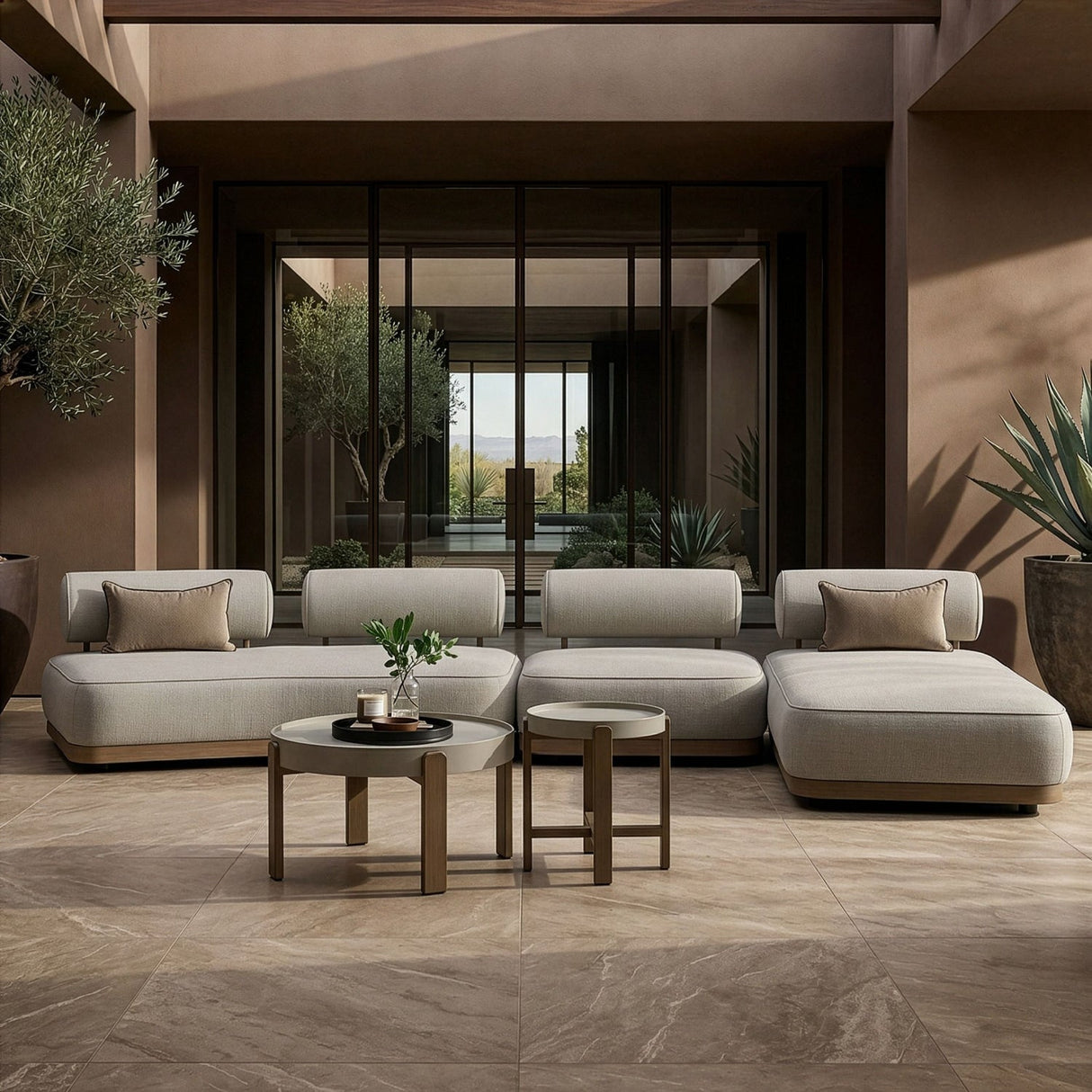 Modern European furniture - Gray Fabric 5-Piece Outdoor Sofa Set - www.oroa.com