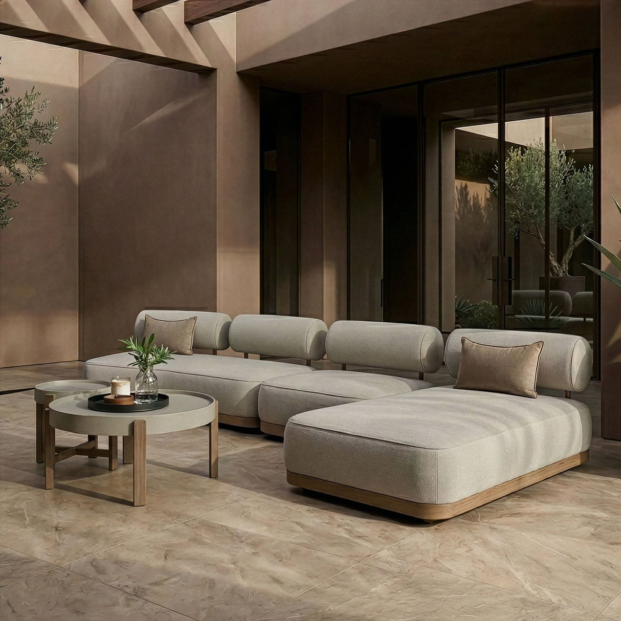 Modern European furniture - Gray Fabric 5-Piece Outdoor Sofa Set - www.oroa.com
