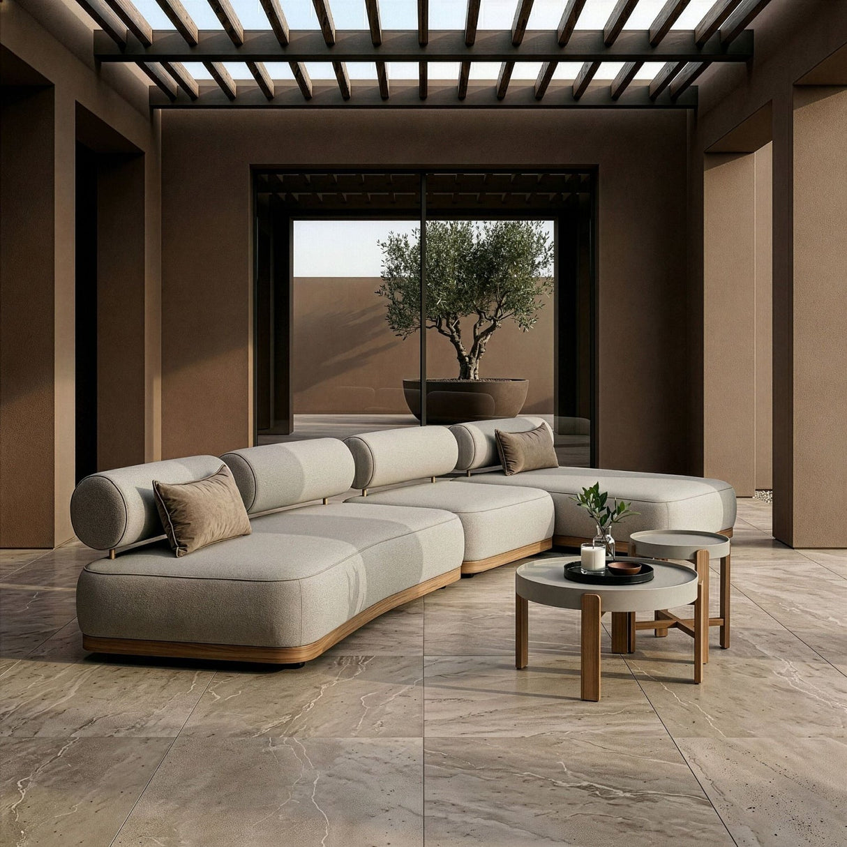 Modern European furniture - Gray Fabric 5-Piece Outdoor Sofa Set - www.oroa.com