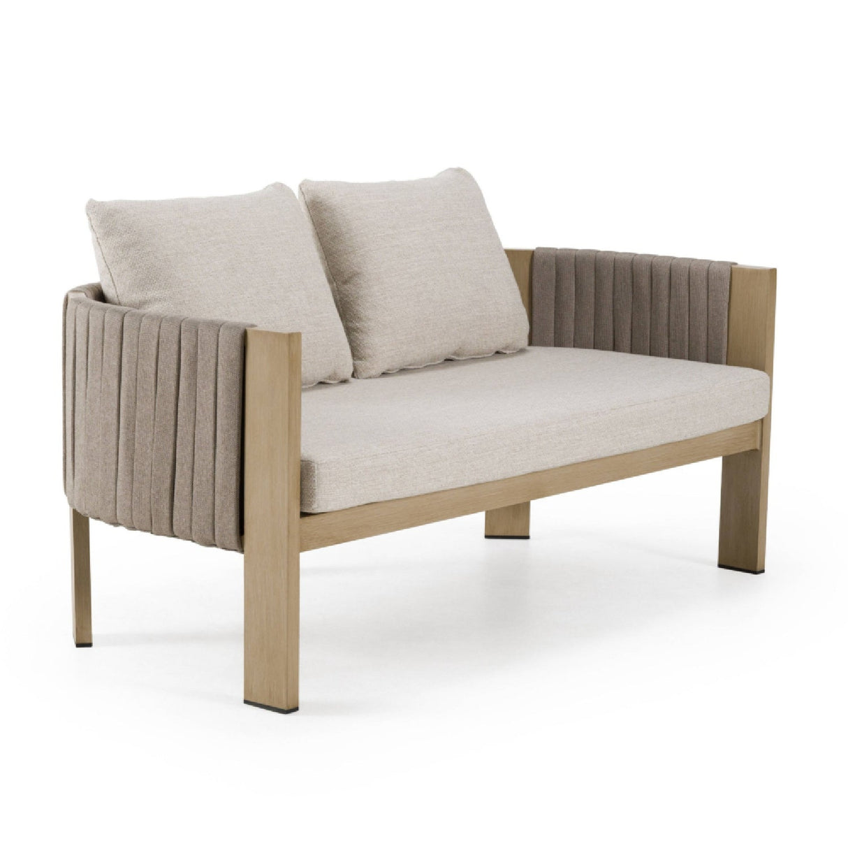 Outdoor Gray Rope Loveseat – Salvora – rear view