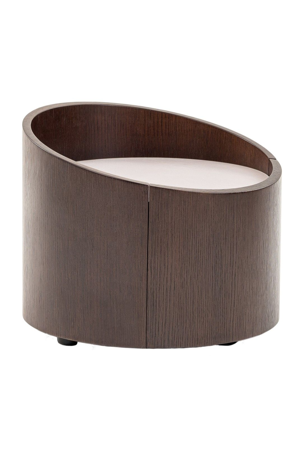 Round Brown Oak Nightstand | Oroa.com