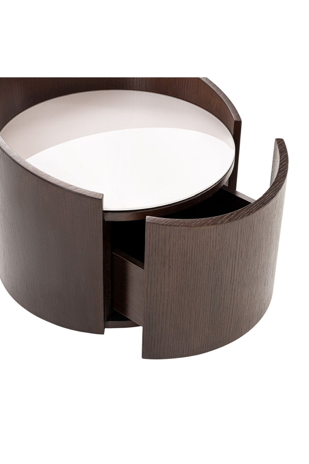 Round Brown Oak Nightstand | Oroa.com