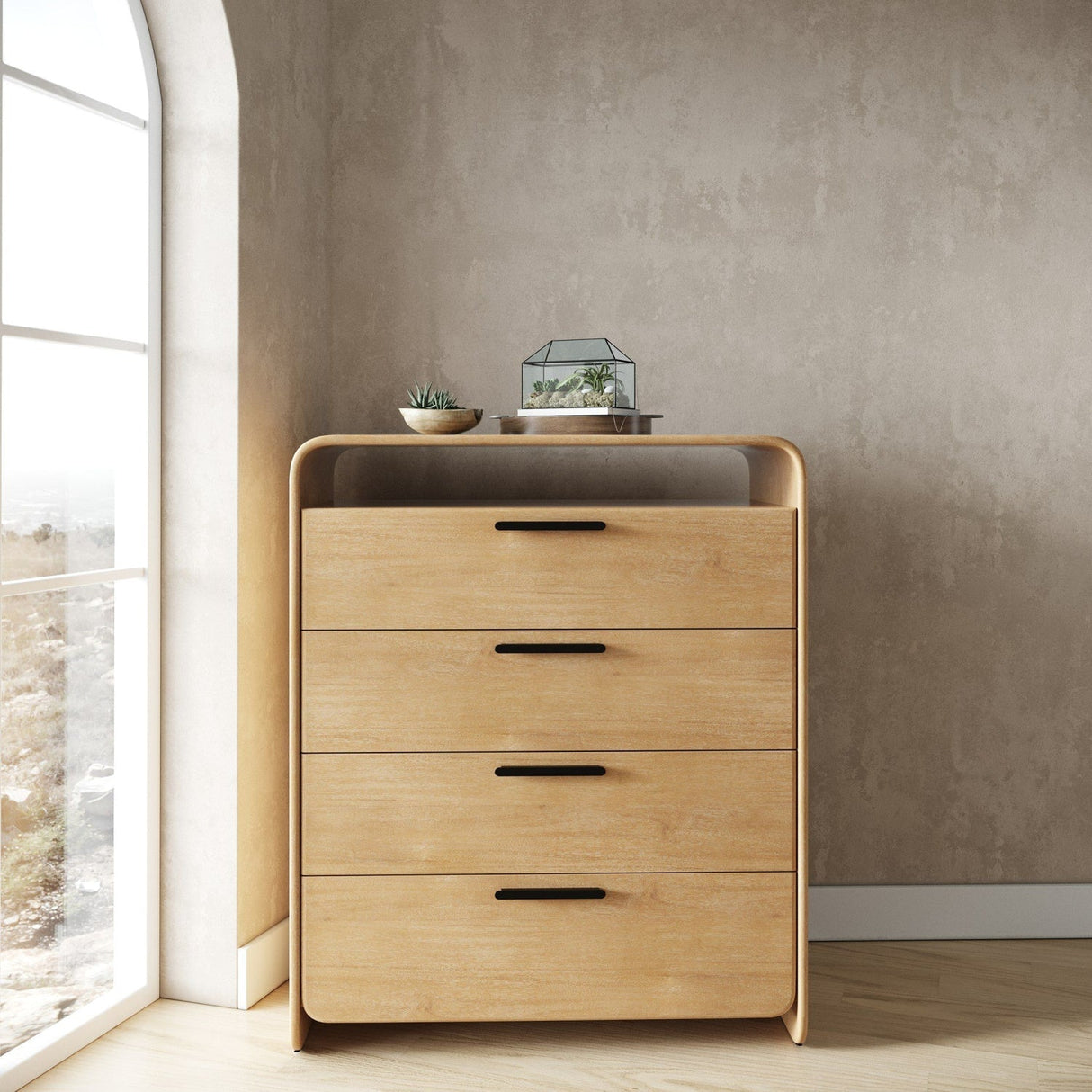 Natural Acacia 4-Drawer Chest | OROA Modern Dresden | Oroa.com