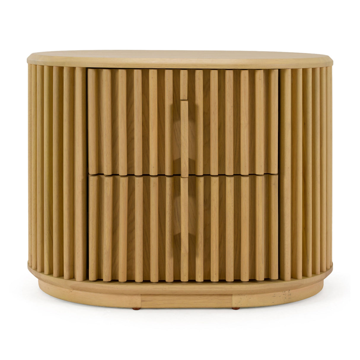 Oak Slatted 2-Drawer Nightstand | OROA Modern Kayce