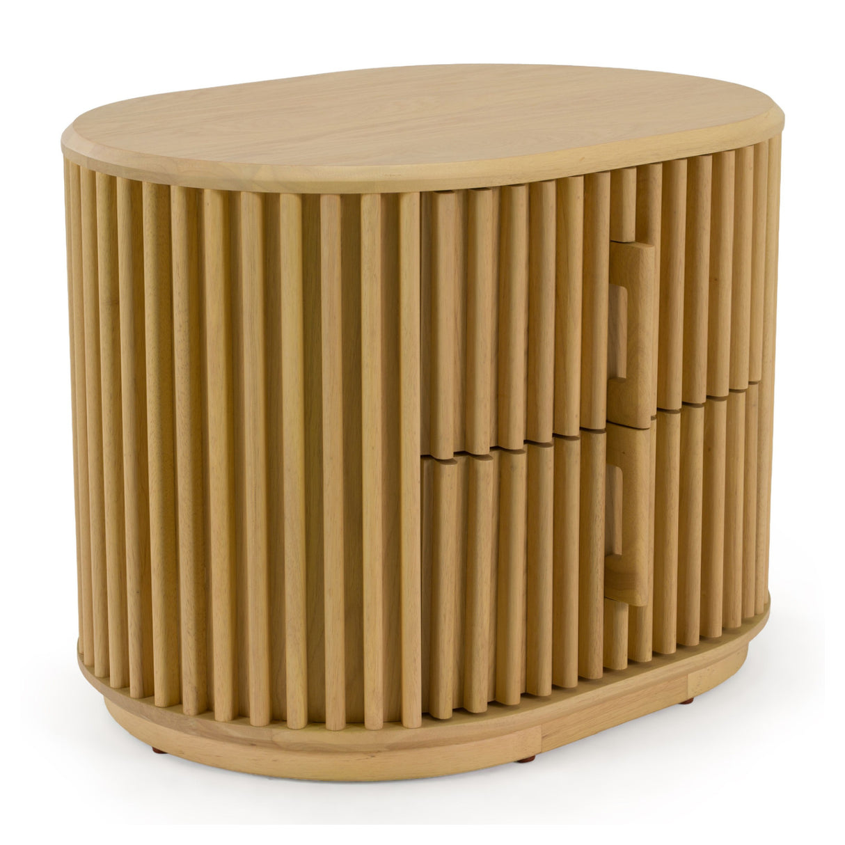 Oak Slatted 2-Drawer Nightstand | OROA Modern Kayce