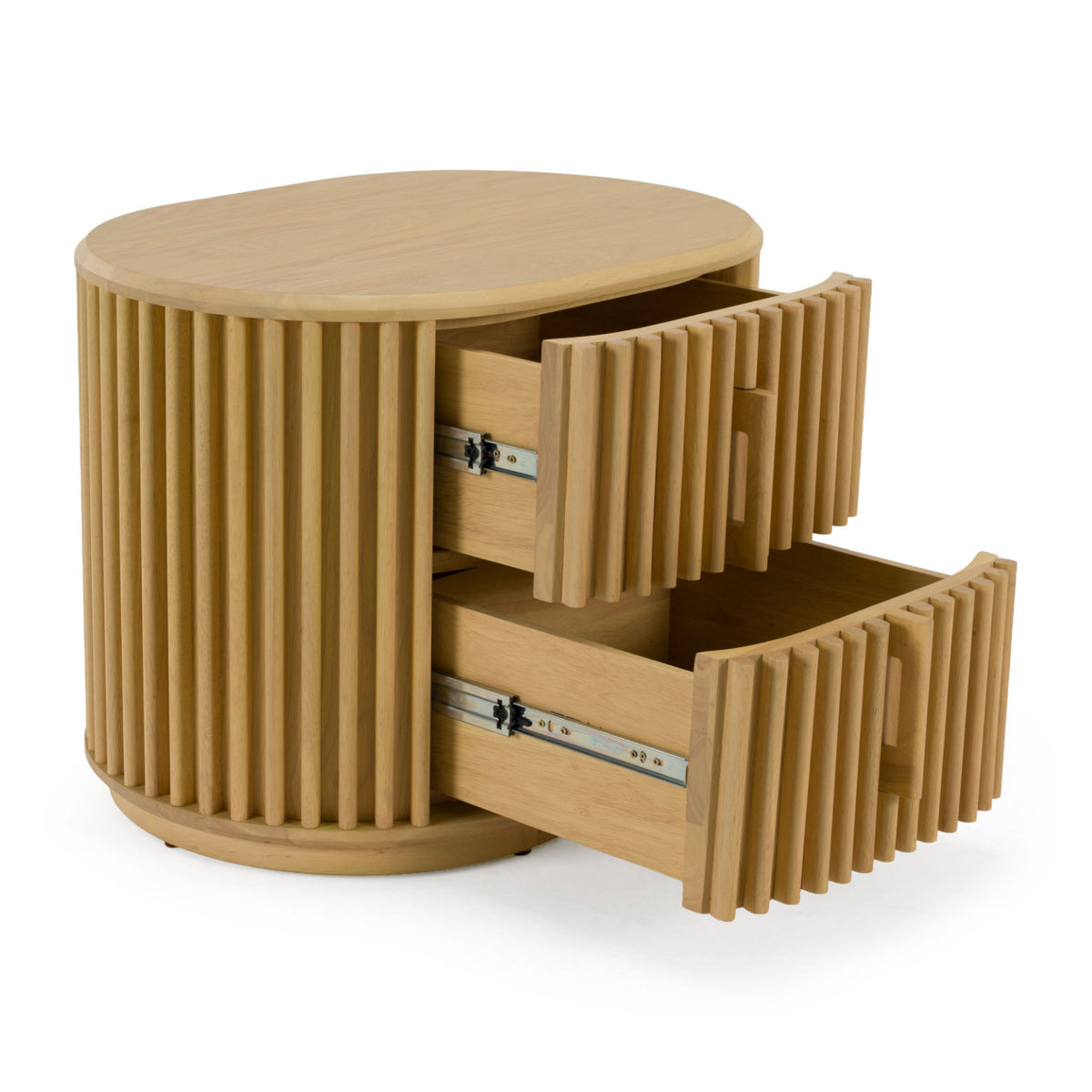 Oak Slatted 2-Drawer Nightstand | OROA Modern Kayce